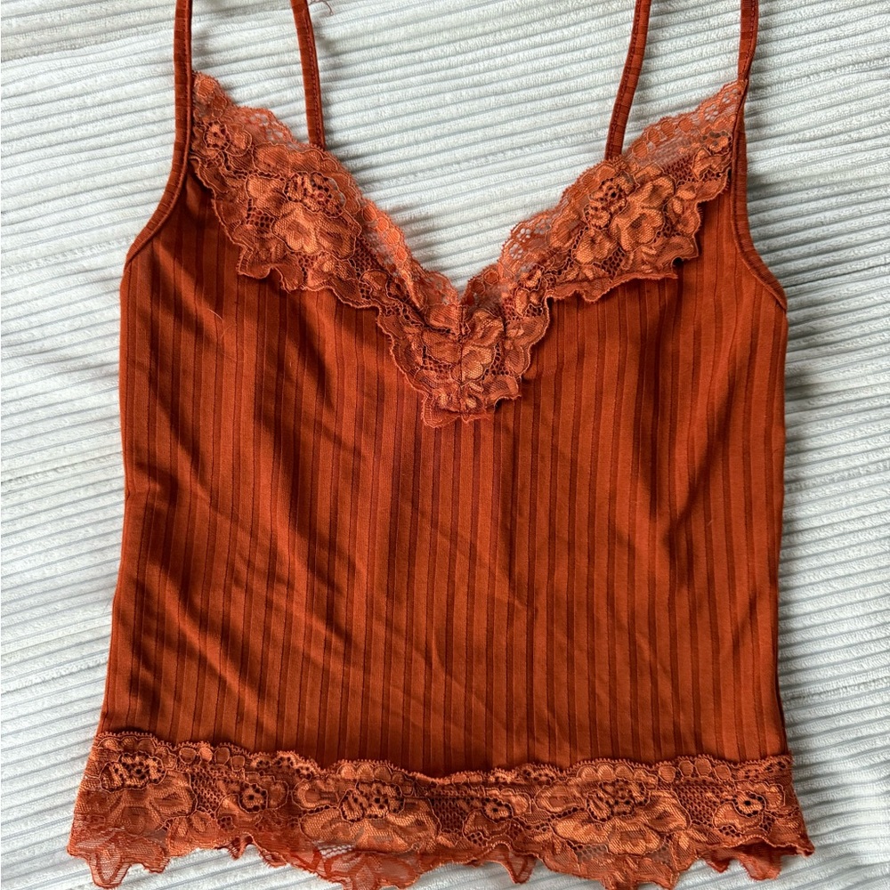 Free People Rust Lace Trim Cami